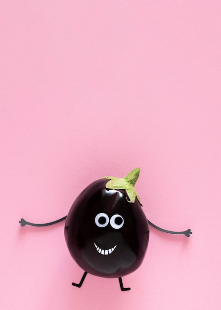 Free photo top view eggplant with copy space