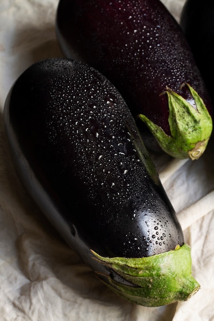 Top view eggplants arrangement