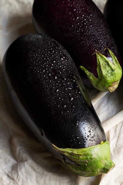 Top view eggplants arrangement