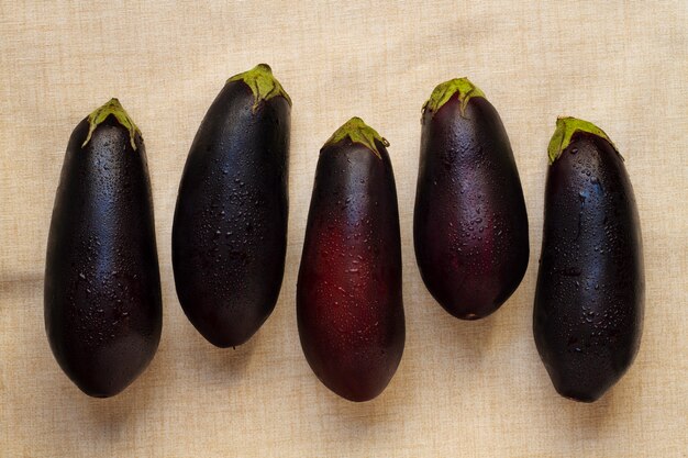 Top view eggplants arrangement