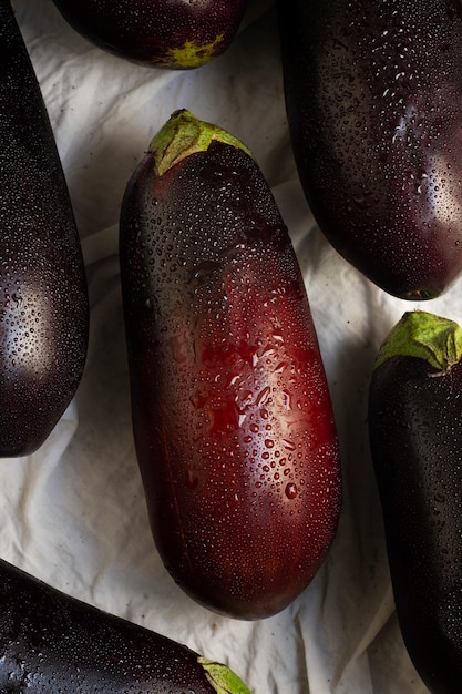 Top view eggplants arrangement