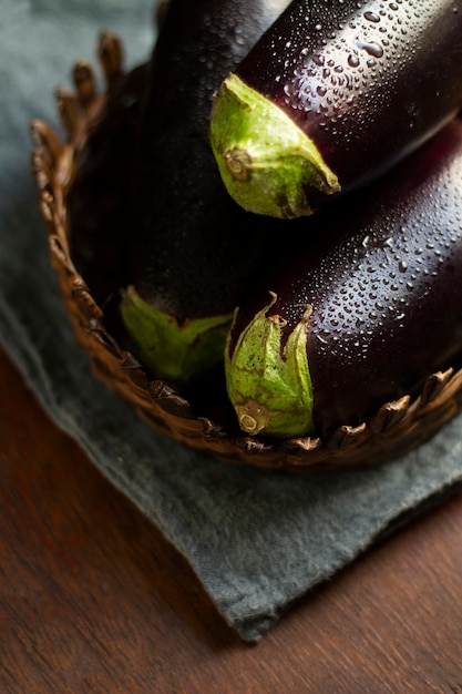 Top view eggplants arrangement