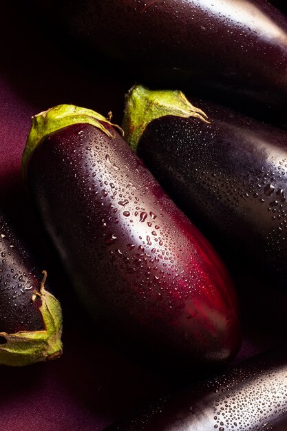 Top view eggplants arrangement