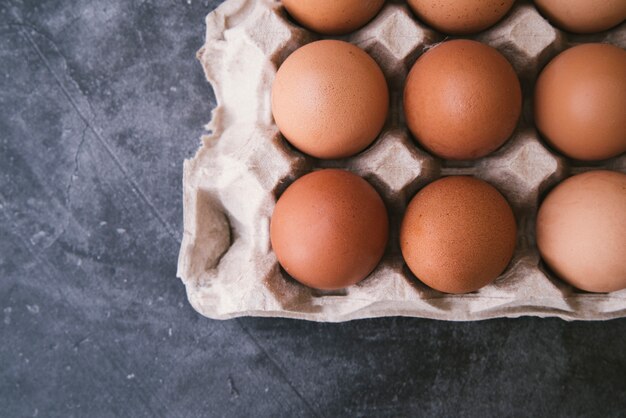 Top view eggs carton 