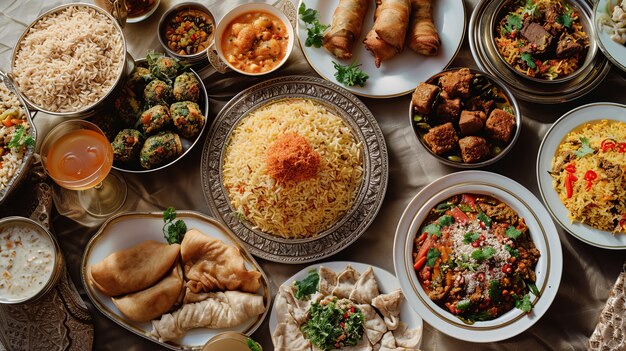 맛있는 음식으로 최고의 전망을 감상할 수 있는 eid al-fitr 축하 행사