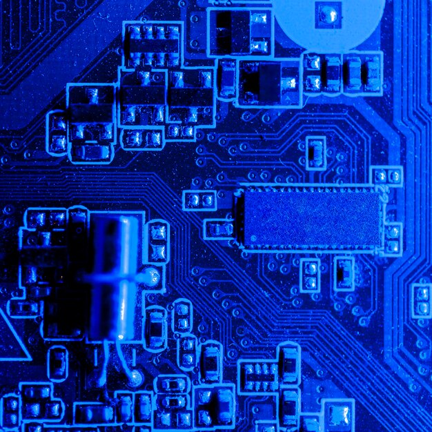 Top view electronic circuit board