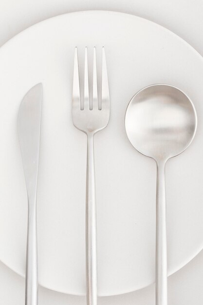 Top view elegant cutlery on the table