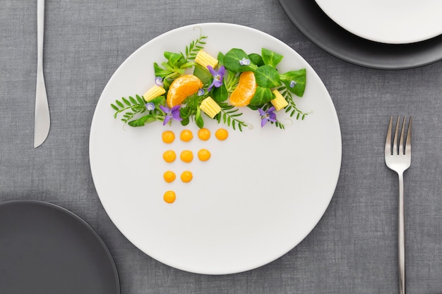 Free photo top view elegantly arranged plate