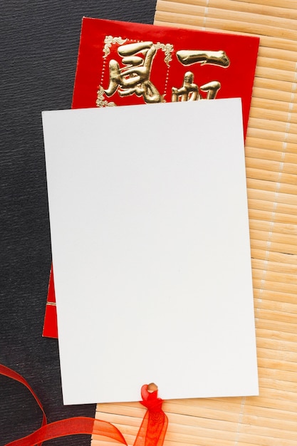 Free photo top view empty copy space paper chinese new year 2021