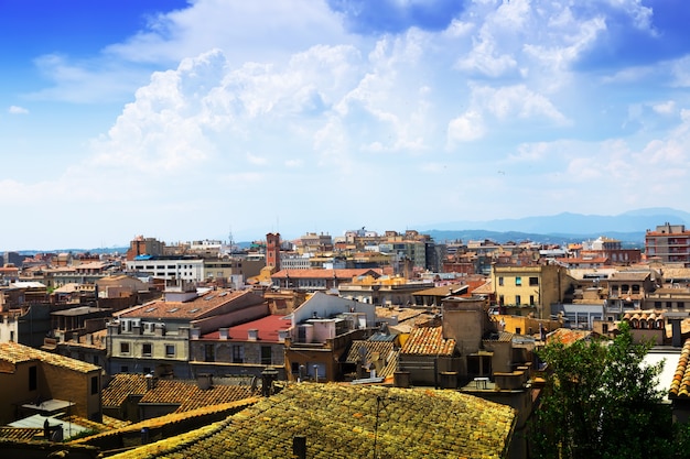 Top view of european city in sunny day. Girona