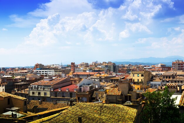 Top view of european city in sunny day. Girona