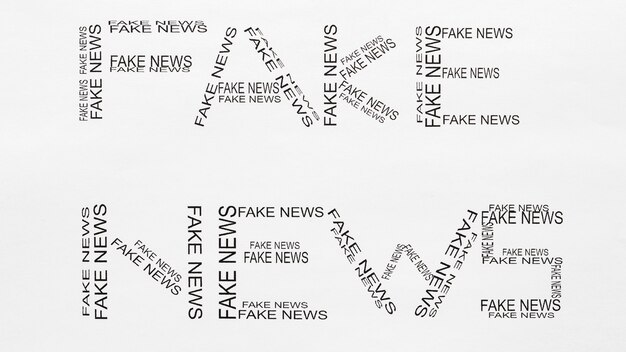 Top view fake news message