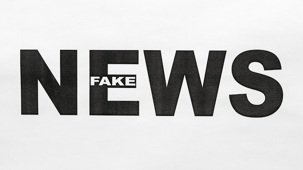 Top view fake news message