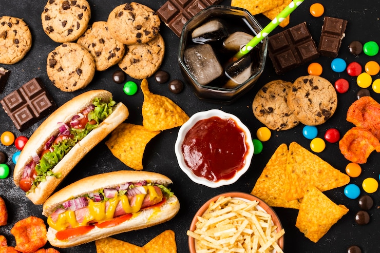 無料Photo ファーストフードの食事のトップビュー
