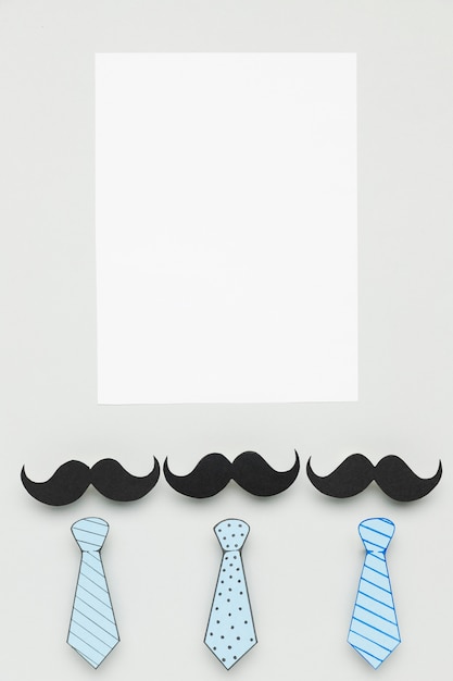 Top view father's day concept with moustaches