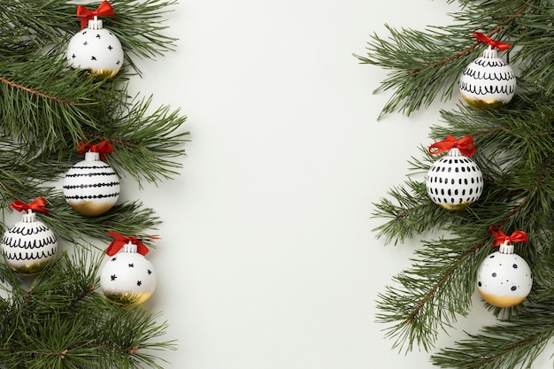 Free photo top view festive christmas ornaments with copy space