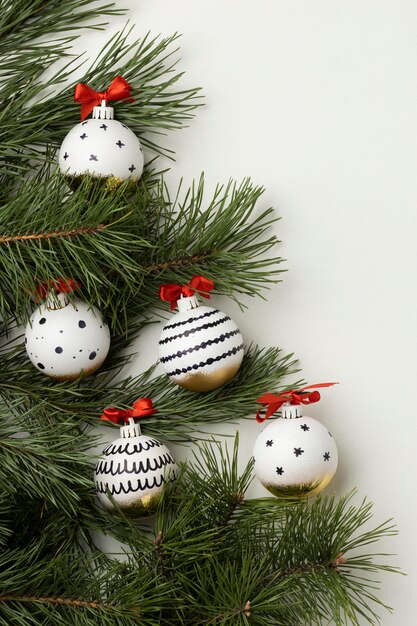 Top view festive christmas ornaments with copy space