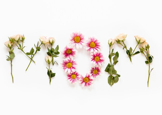 Top view flowers arrangement