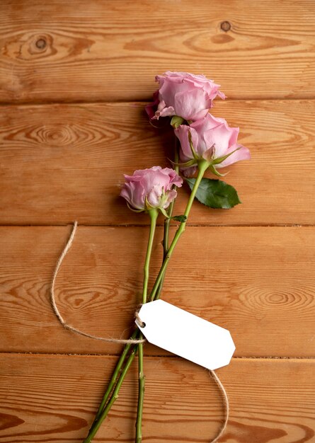 Top view flowers and note arrangement