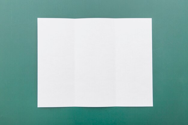 Top view folded white brochure