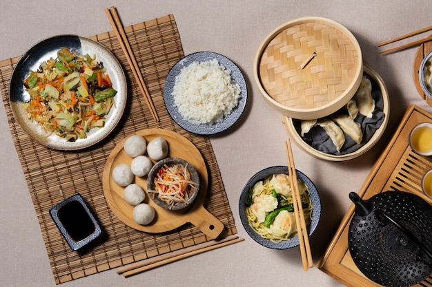 Top view food arrangement still life