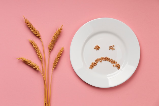 Бесплатное фото Концепция продовольственного кризиса сверху с тарелкой