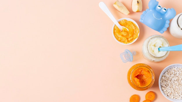 Top view food frame with pink background