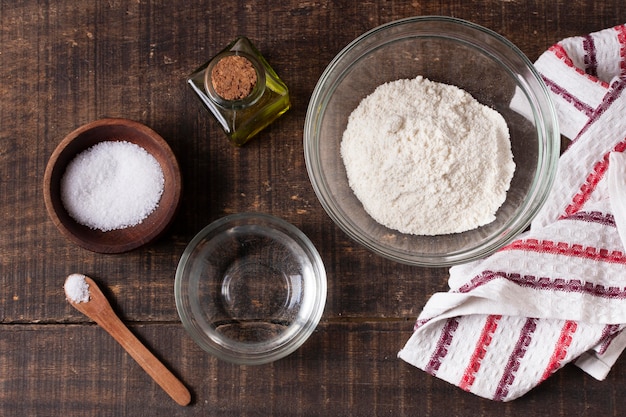 Top view food ingredients arrangement