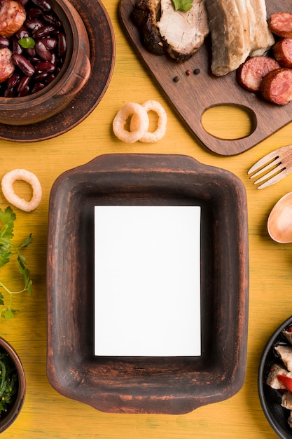 Free photo top view food and tray arrangement