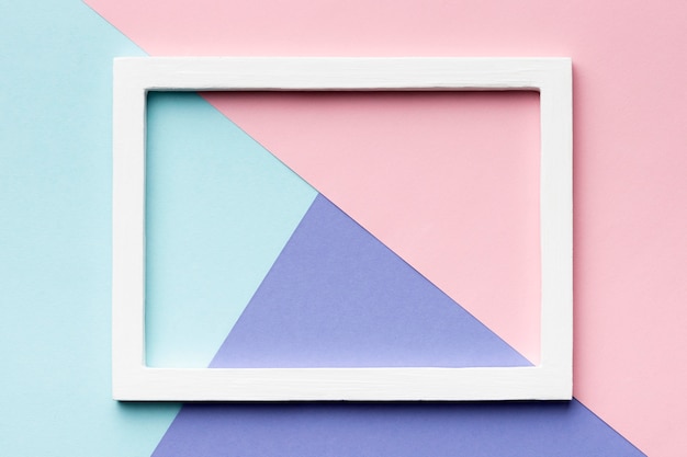 Top view frame on colorful background