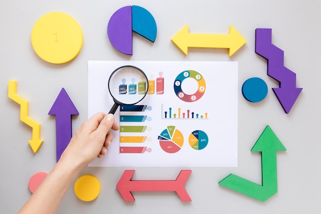 Free photo top view frame of economy charts