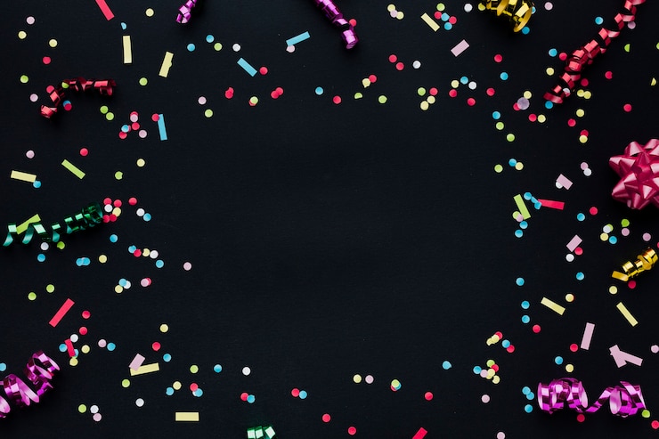 Free Photo top view frame with confetti and copy-space