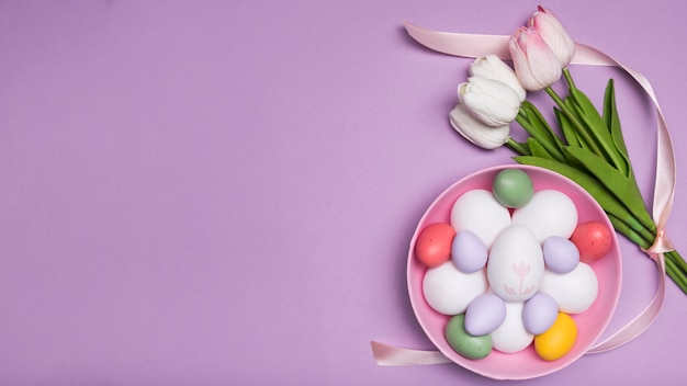 Top view frame with eggs in a bowl