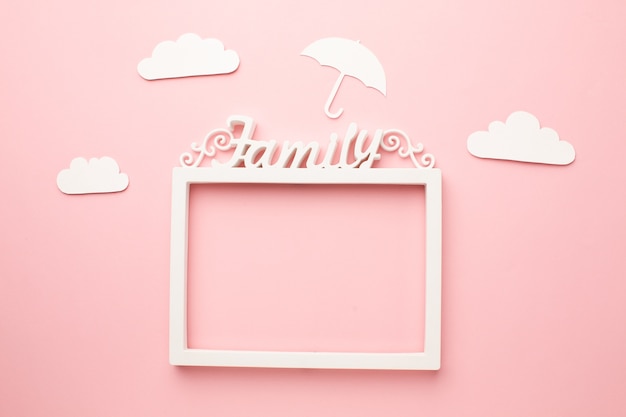 Top view frame with family figure