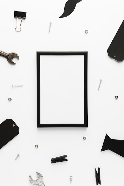 Top view frame with fathers objects