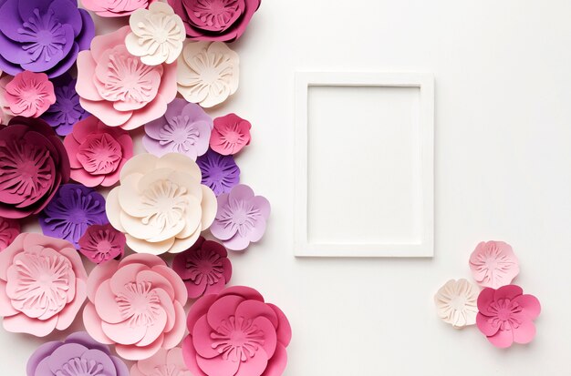 Top view frame with floral ornaments