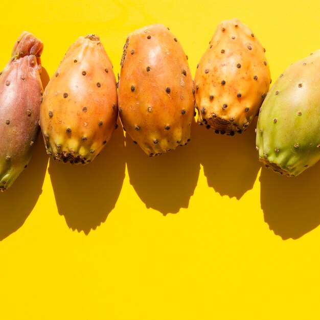 Top view frame with vegetables and yellow background