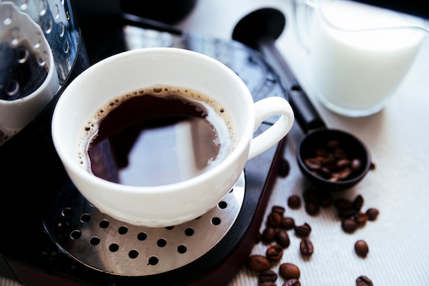 Foto gratuita vista dall'alto caffè preparato fresco