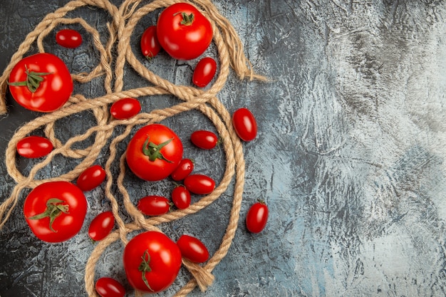 Free photo top view fresh cherry tomatoes