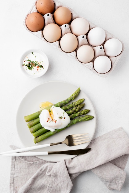 Top view fresh chicken eggs