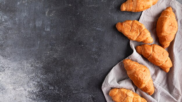 Top view fresh croissants