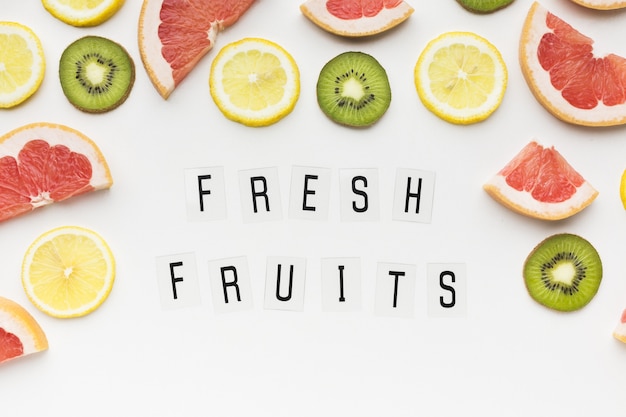 Free photo top view of fresh fruits concept