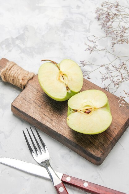 Top view fresh green apple sliced on white background