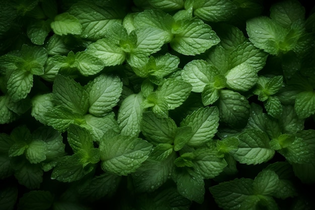 Vista dall'alto della pianta di menta piperita fresca