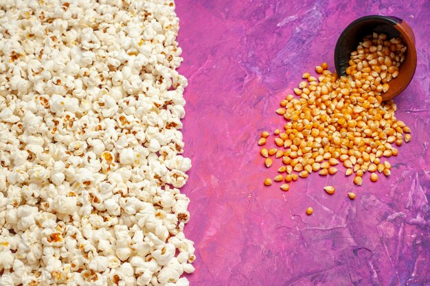 Top view of fresh popcorn for movie night