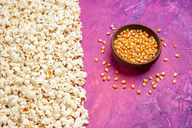 Top view of fresh popcorn for movie night
