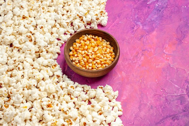 top view of fresh popcorn for movie night