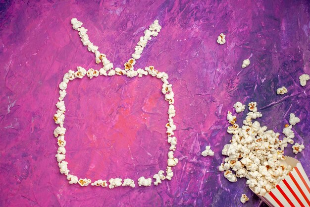 Top view of fresh popcorn for movie night