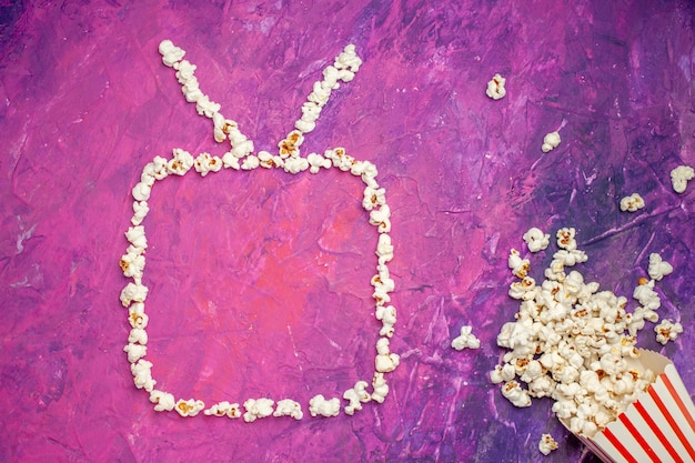 Top view of fresh popcorn for movie night