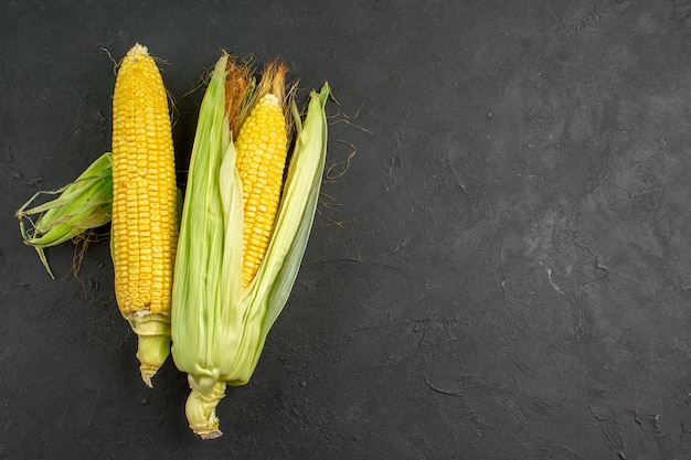 Top view fresh raw corns